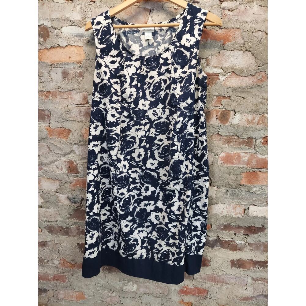 Motherhood Maternity Womens Maternity Dress L Blue White Floral Sleeveless